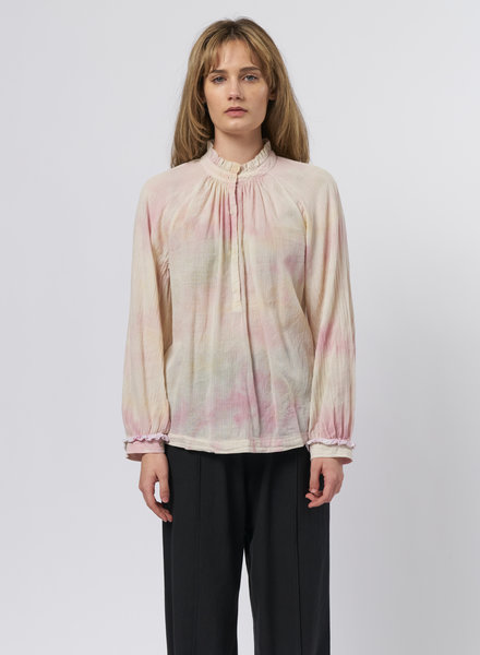 Raquel Allegra Victorian Ruffle Blouse Pastel Cloud