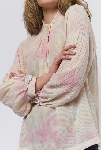 Raquel Allegra Victorian Ruffle Blouse Pastel Cloud