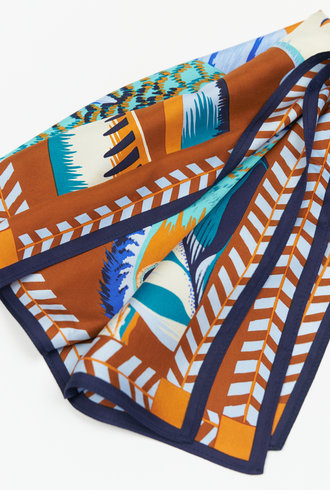 Inouitoosh Silk Carre Scarf Toucan Caramel