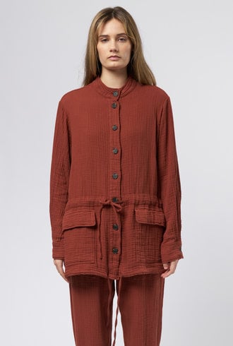 Raquel Allegra Gauze Anorak Rust