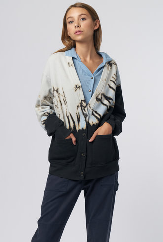 Raquel Allegra Fleece Cardigan Moonbow Tie Dye