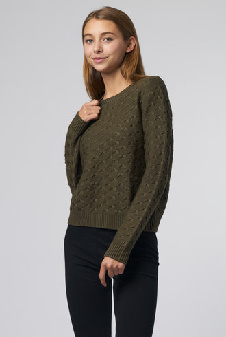 Kokun Butterfly Stitch Crew Sweater Army