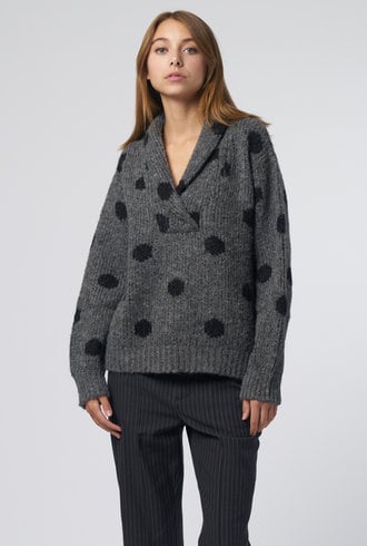 The Great The Polkadot Henley Pull Over Charcoal