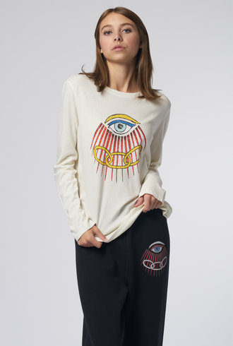 Raquel Allegra Crew Neck Tee with Evil Eye White