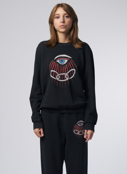 Raquel Allegra Evil Eye Classic Sweatshirt Black