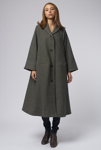 Pret Pour Partir Anais Gal Coat Plaid Taupe