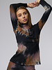 Raquel Allegra Faye Turtle Neck Top Black Fireworks Tie Dye