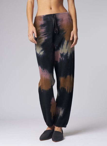 Raquel Allegra Topanga Sweatpants Black Fireworks Tie Dye