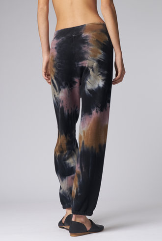 Raquel Allegra Topanga Sweatpants Black Fireworks Tie Dye