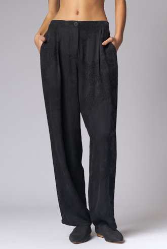 Raquel Allegra Bianca Pant Black Silk Jacquard