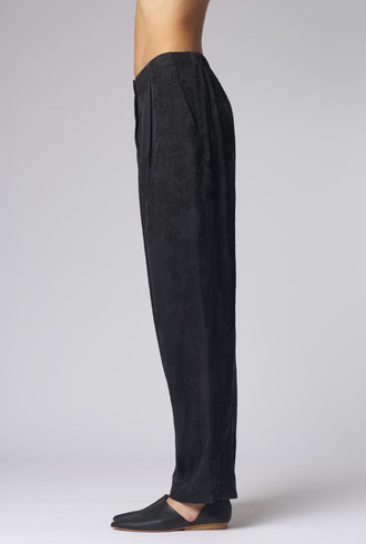 Raquel Allegra Bianca Pant Black Silk Jacquard