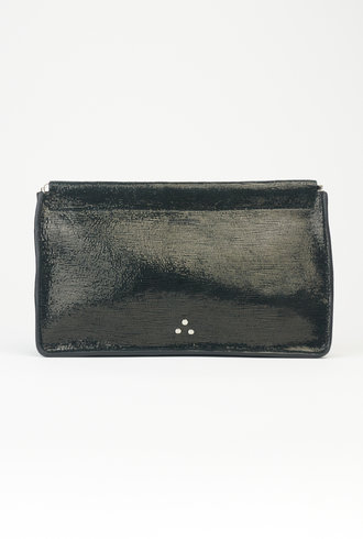 Jerome Dreyfuss Noir Goatskin Lame  Clutch