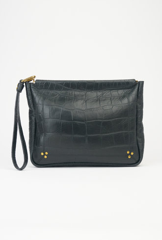 Jerome Dreyfuss Noir Cowskin Croco Clutch