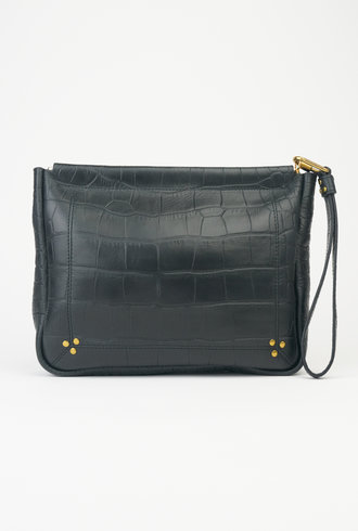 Jerome Dreyfuss Noir Cowskin Croco Clutch