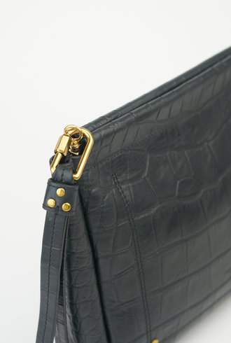 Jerome Dreyfuss Noir Cowskin Croco Clutch