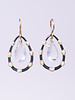 Dana Kellin Fashion Silver and Gold Pearl and Ice Quartz Drop Hoop Earrings