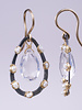 Dana Kellin Fashion Silver and Gold Pearl and Ice Quartz Drop Hoop Earrings