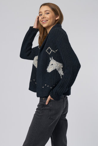 The Great Equestrian Lodge Cardigan Navy
