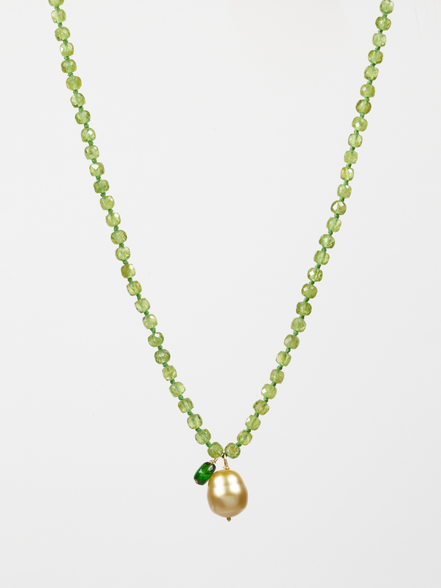 Edwardian Peridot and Seed Pearl Lavalier Necklace