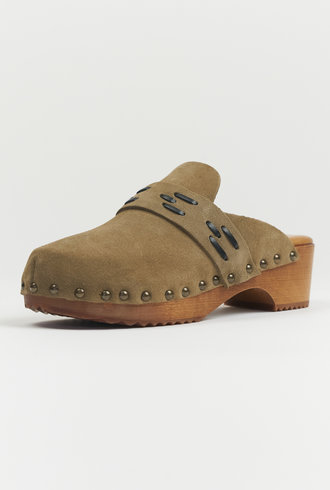 Bsbee Suede Clogs Taupe