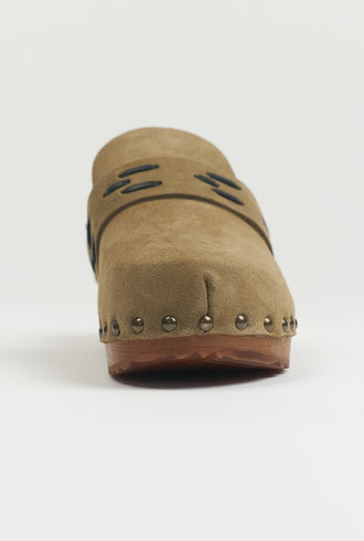 Bsbee Suede Clogs Taupe