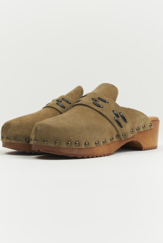 Bsbee Suede Clogs Taupe