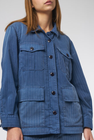 The Great Pleated Army Jacket Dark Indigo