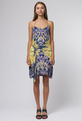 Raquel Allegra Tie Dye T-Back Spaghetti Dress Violet