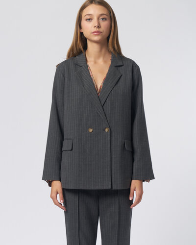 Shlumpy Blazer Gray Pin Stripe - Alhambra | Women's Clothing
