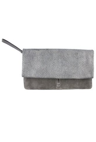 Roan Folded Clutch Grey Metallic Snake