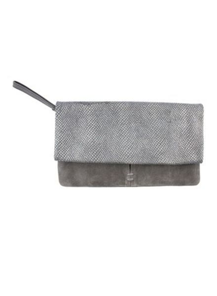 Roan Folded Clutch Grey Metallic Snake