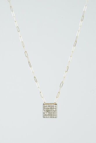 Dana Kellin Fine Square Pave Diamond Gold Necklace