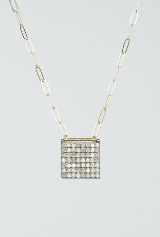 Dana Kellin Fine Square Pave Diamond Gold Necklace