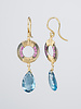 Dana Kellin Fine Pink Sapphire and Blue Topaz Earrings