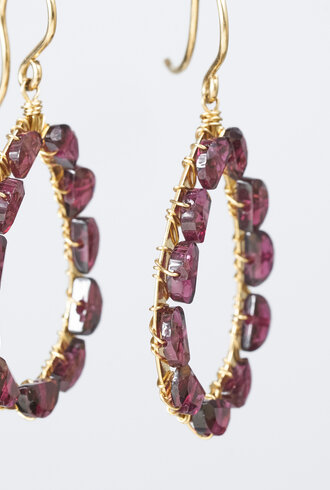 Dana Kellin Fashion Garnet Gold Earrings