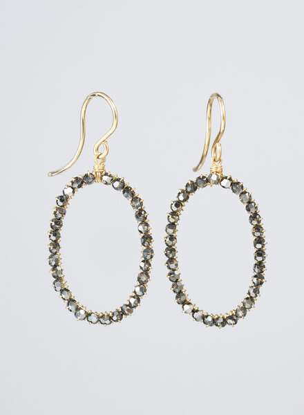 Dana Kellin Fashion Black Crystal  Gold Earrings
