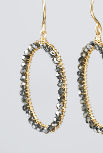 Dana Kellin Fashion Black Crystal  Gold Earrings