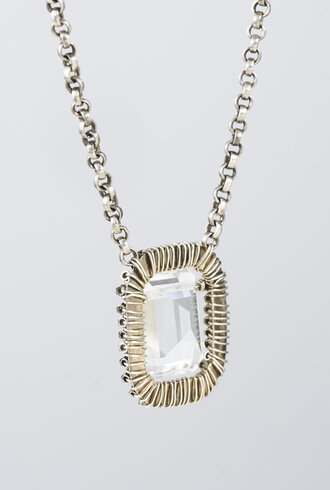 Dana Kellin Fashion  Quartz Pendant Silver Necklace