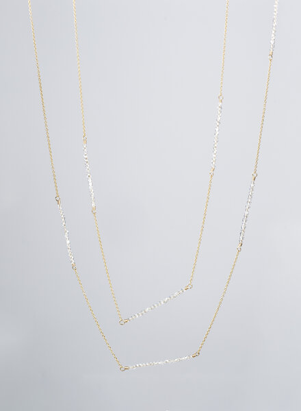 Dana Kellin Fashion Crystal Bars Gold Necklace