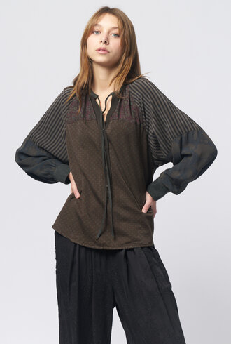 Raquel Allegra Poet Blouse Kale