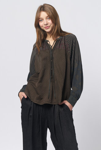 Raquel Allegra Poet Blouse Kale