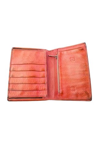 Majo Textured Leather Purse Coral