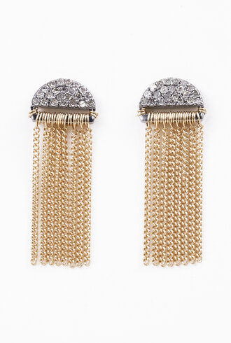 Dana Kellin Fine Diamond Silver Post Earrings with Gold Fringes