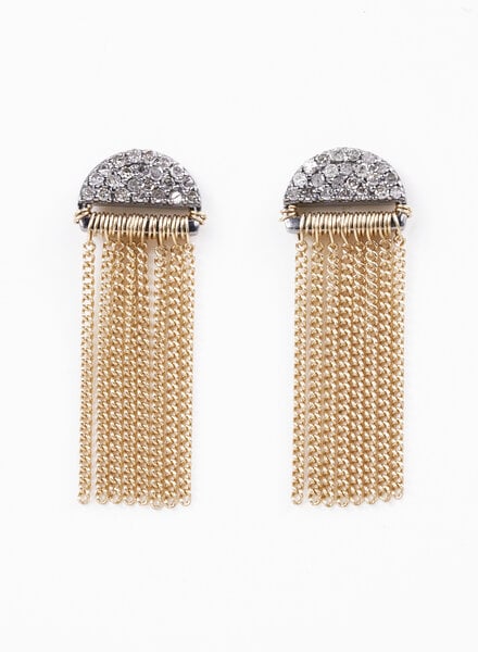 Dana Kellin Fine Diamond Silver Post Earrings with Gold Fringes