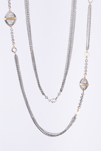 Dana Kellin Fine Multi Chain Long Necklace With Diamonds