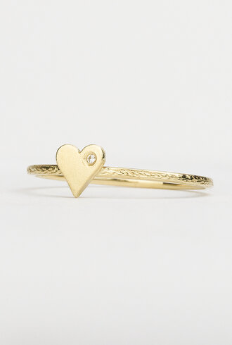 Victoria Cunningham  Gold Heart Ring with Diamond