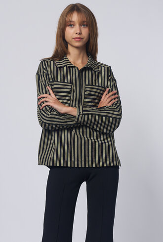 Apiece Apart Kava Button Up Popover Stripe Black