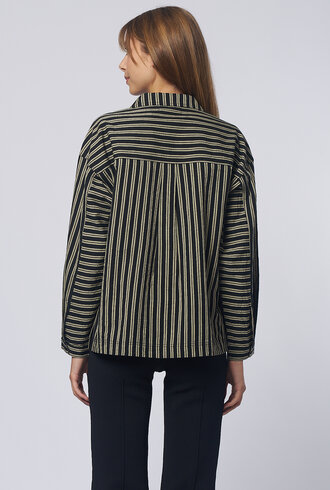 Apiece Apart Kava Button Up Popover Stripe Black