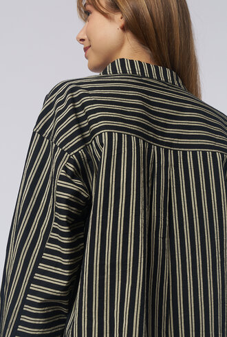 Apiece Apart Kava Button Up Popover Stripe Black