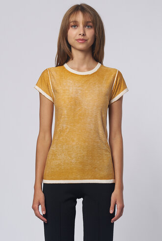 Kokun Short Sleeve Over Dye Crew Mustard